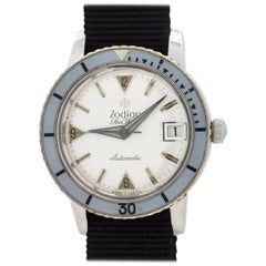 Used Zodiac Stainless Steel Seawolf Self Winding Wristwatch, circa 1960s