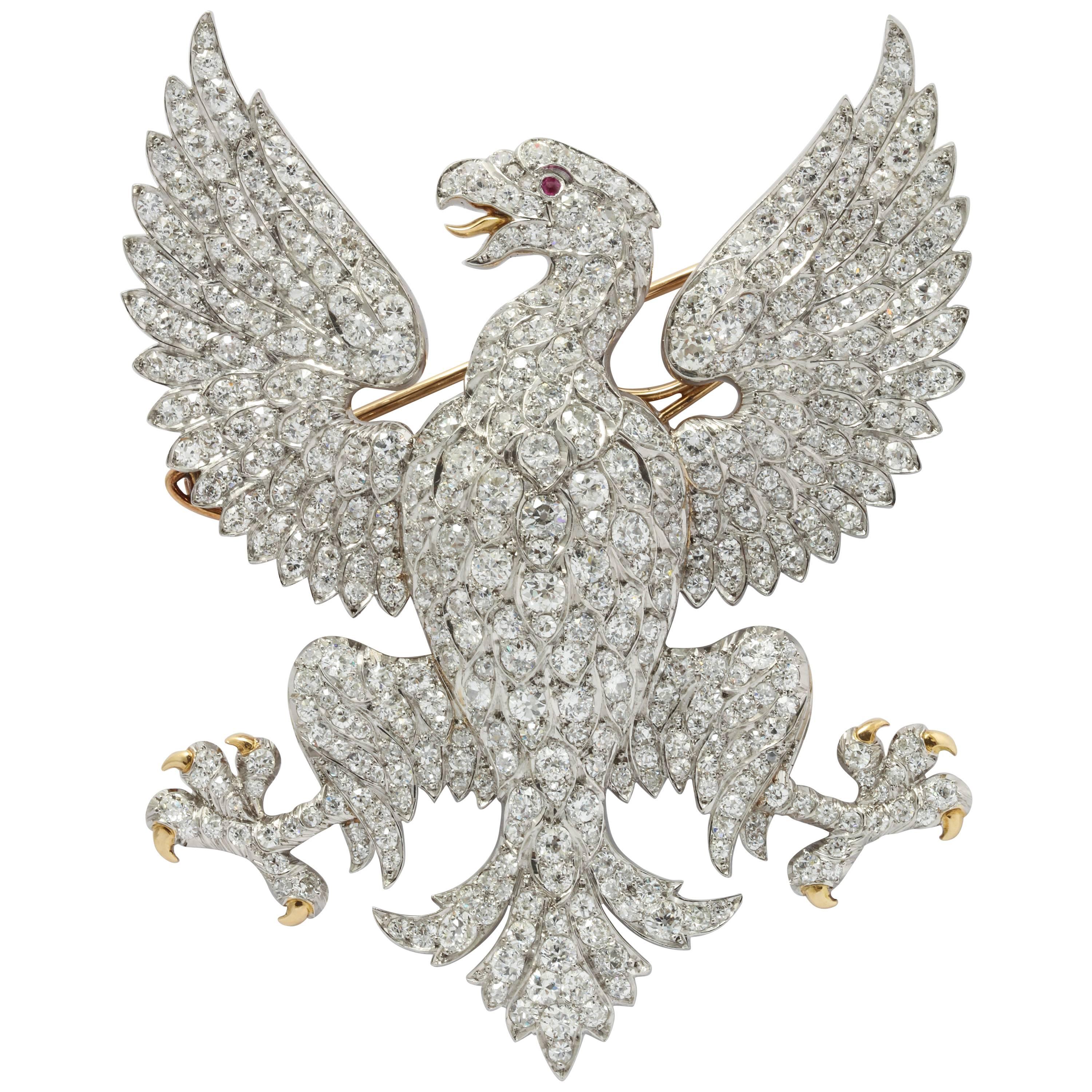 Edwardian Marquis of Anglesey Crest Diamond Eagle Brooch 