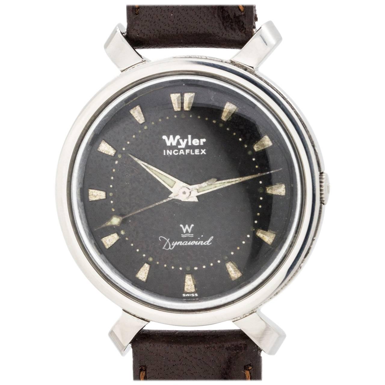 Wyler Stainless Steel Incaflex “Bowtie” manual Wristwatch, circa 1960s For Sale