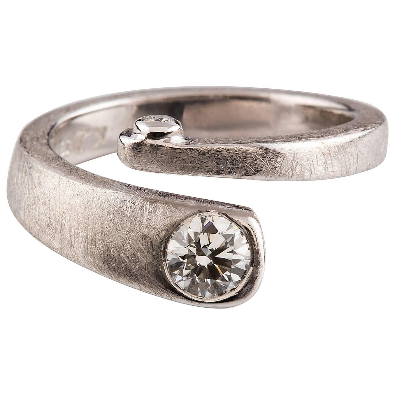 Kian Design 18 Carat White Gold GIA Certified 0.50 Carat Round Engagement Ring