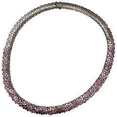 Vintage White Gold and Pink Saphire Necklase