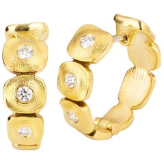 Alex Sepkus Gold and Diamond Reversible Huggie Earrings