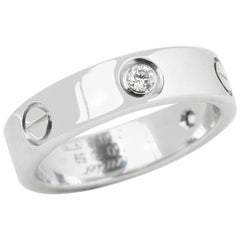 Cartier 18 Karat White Gold Three Diamond Love Band Ring