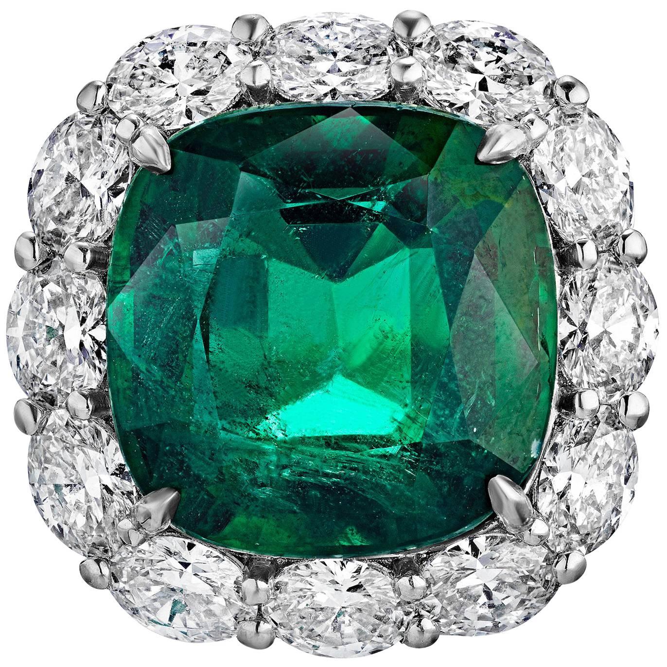 Emilio Jewelry 17.00 Carat Gem Quality Emerald Diamond Ring