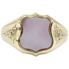 French Belle Époque 3rd Republic Banded Agate Signet Ring