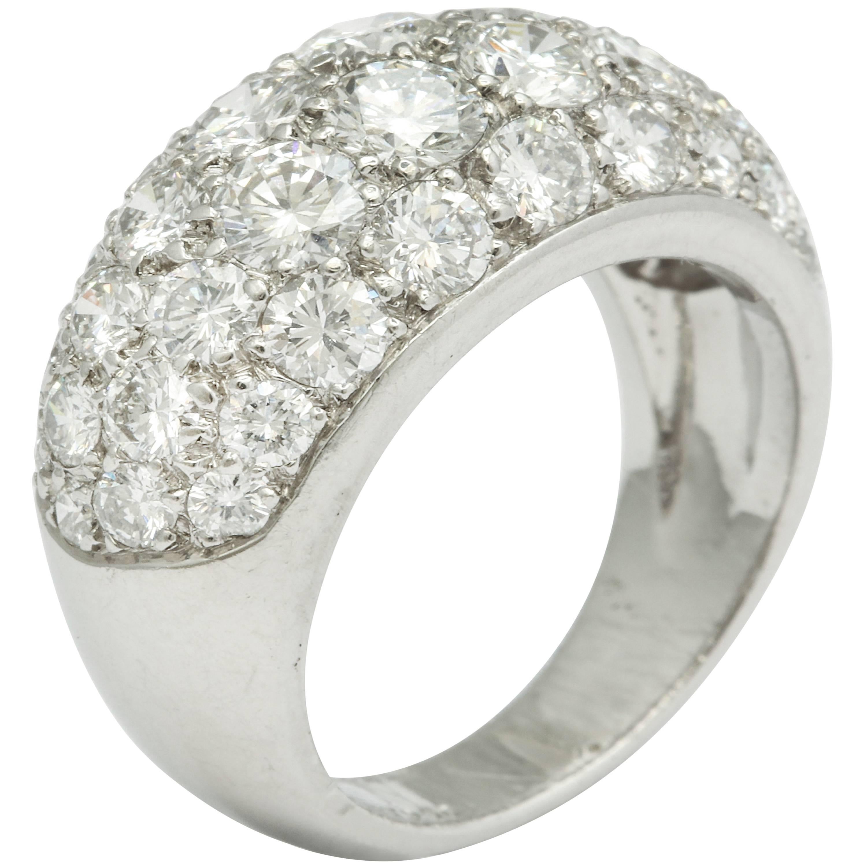 Van Cleef & Arpels New York Pave Diamond Platinum Chevalière Ring