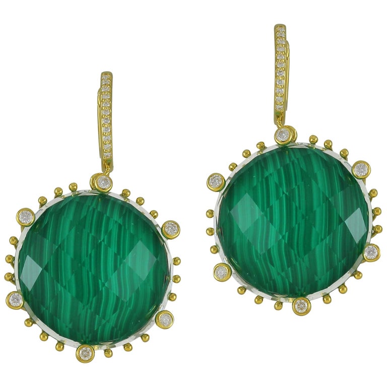 Frederic Sage 50.74 Carat Malachite Earrings For Sale
