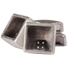 2.89 Carat Black Diamond Dices in White Gold Cufflinks with Sapphire Glass