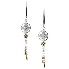 White Gold Drop with Brilliant Cut Diamonds Earrings