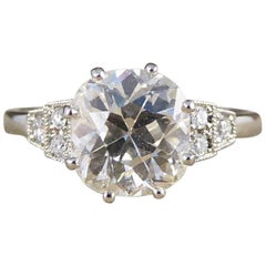 Vintage Diamond Solitaire Engagement Ring Modeled in Platinum, 1.82 Carat Vintage Diamond Solitaire Engagement Ring Modeled in Platinum, 1.82 Carat