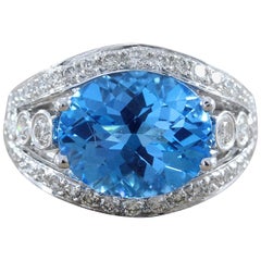 Neil Joseph Blue Topaz Diamond Gold Ring