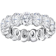 18 Karat White Gold Eternity Band Set with 7.85 Carat Oval Cut Diamonds