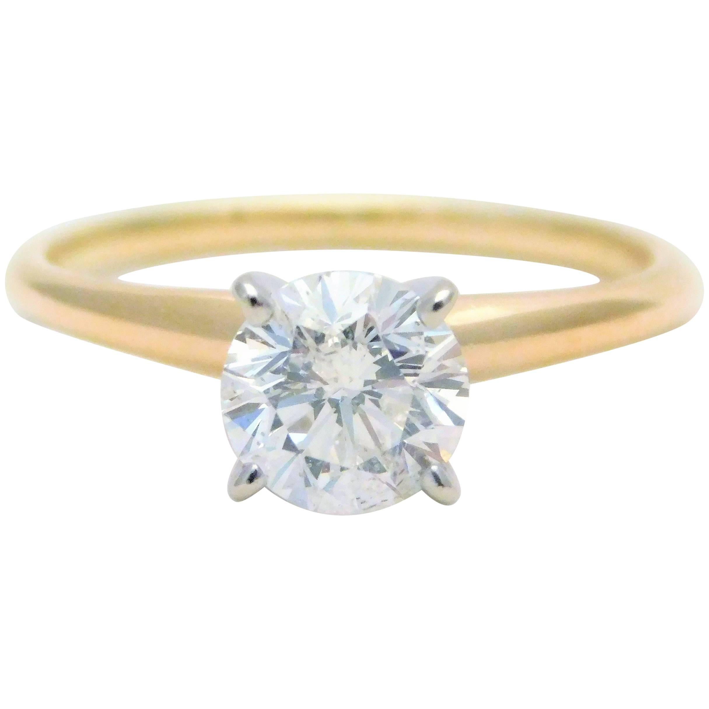 1.23 Carat Round Brilliant-Cut Diamond Solitaire Engagement Ring