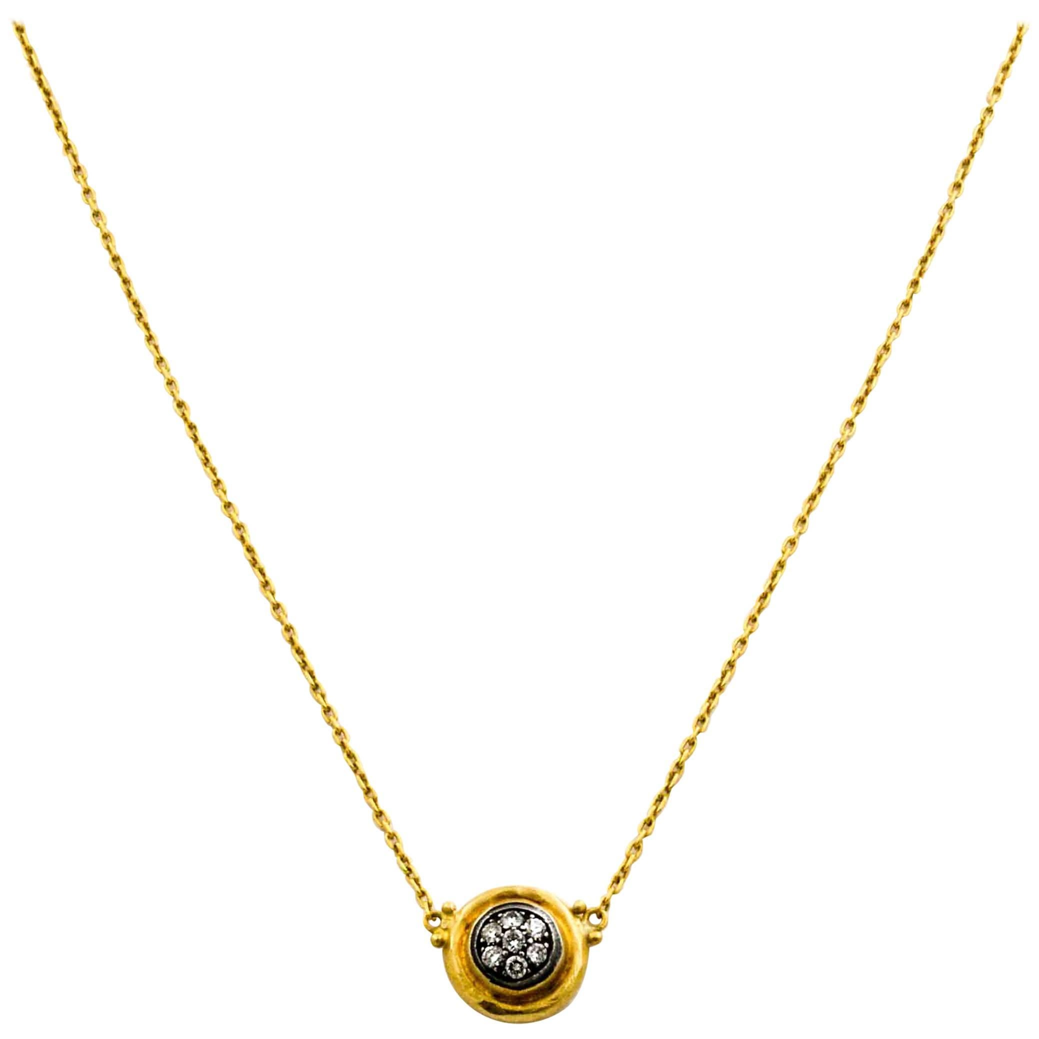 Lika Beha 24 K Yellow Gold Necklace with Sterling Silver, 0.24 Carat Diamonds