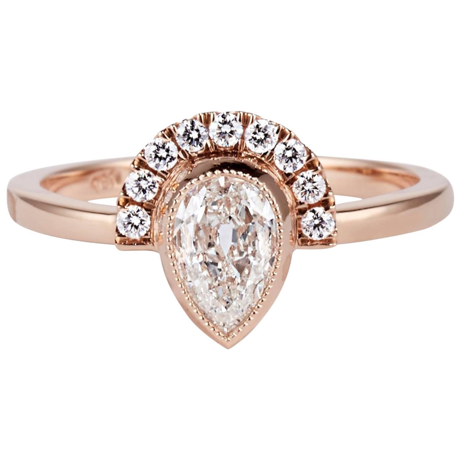 Cushla Whiting 'Holly' 0.537ct Antique Cut Pear Shaped Diamond Engagement Ring For Sale