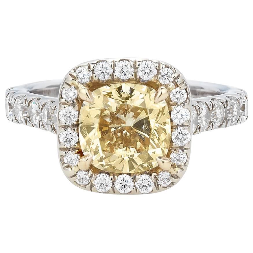 White Gold and Yellow Diamond Engagement Ring
