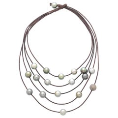 Vincent Peach Tahitian Pearl and Pave Diamond Constellation Necklace