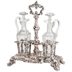 Napoleon III Silver 950 ‰ Oil and Vinegar Set, M.Ray A Paris, Mid-19th Century