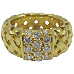Tiffany & Co. Vannerie Diamond Gold Band Ring