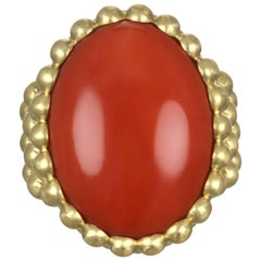 Faye Kim 18k Gold Red Coral Cocktail Ring
