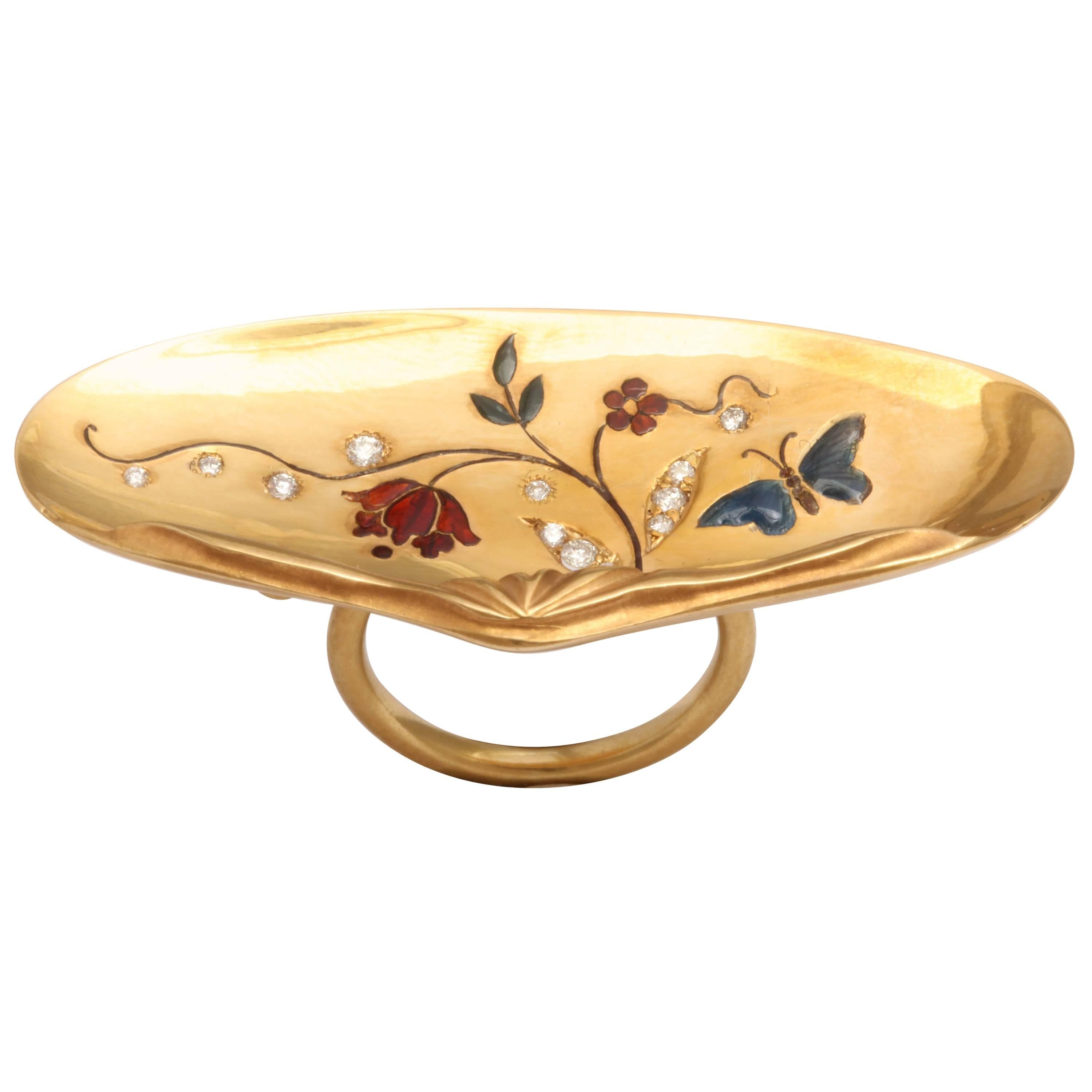 Rebecca Koven Gold Shell Ring For Sale
