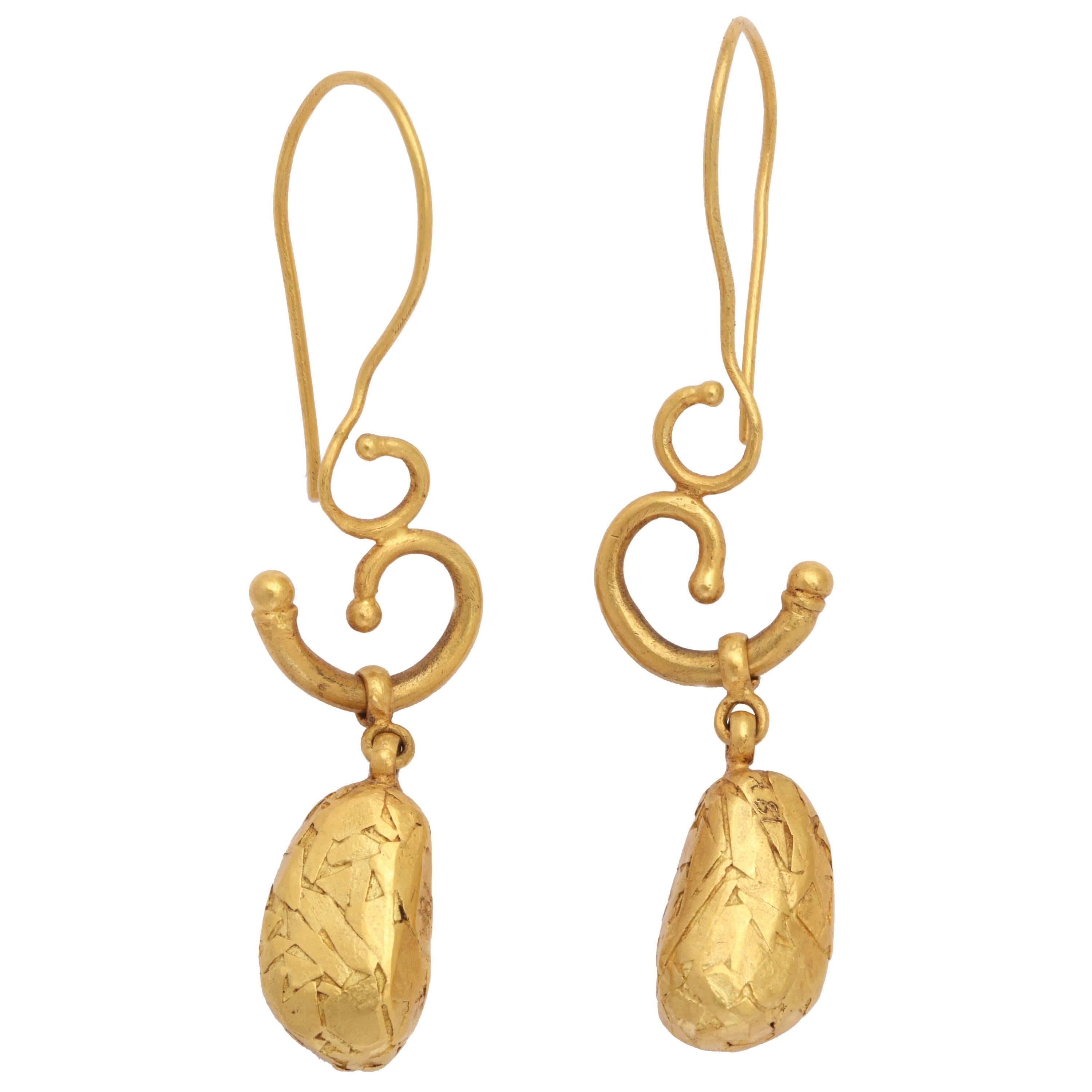 Gold Pebble Earrings For Sale