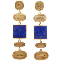 Rebecca Koven Congold Lapis Swirl Earrings