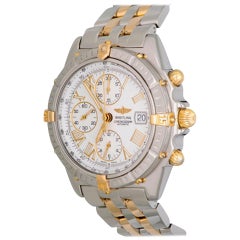 Breitling Yellow Gold Stainless Steel Crosswind Chronograph Automatic Wristwatch