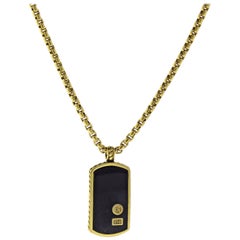 David Yurman Black Onyx Exotics Dog Tag Necklace