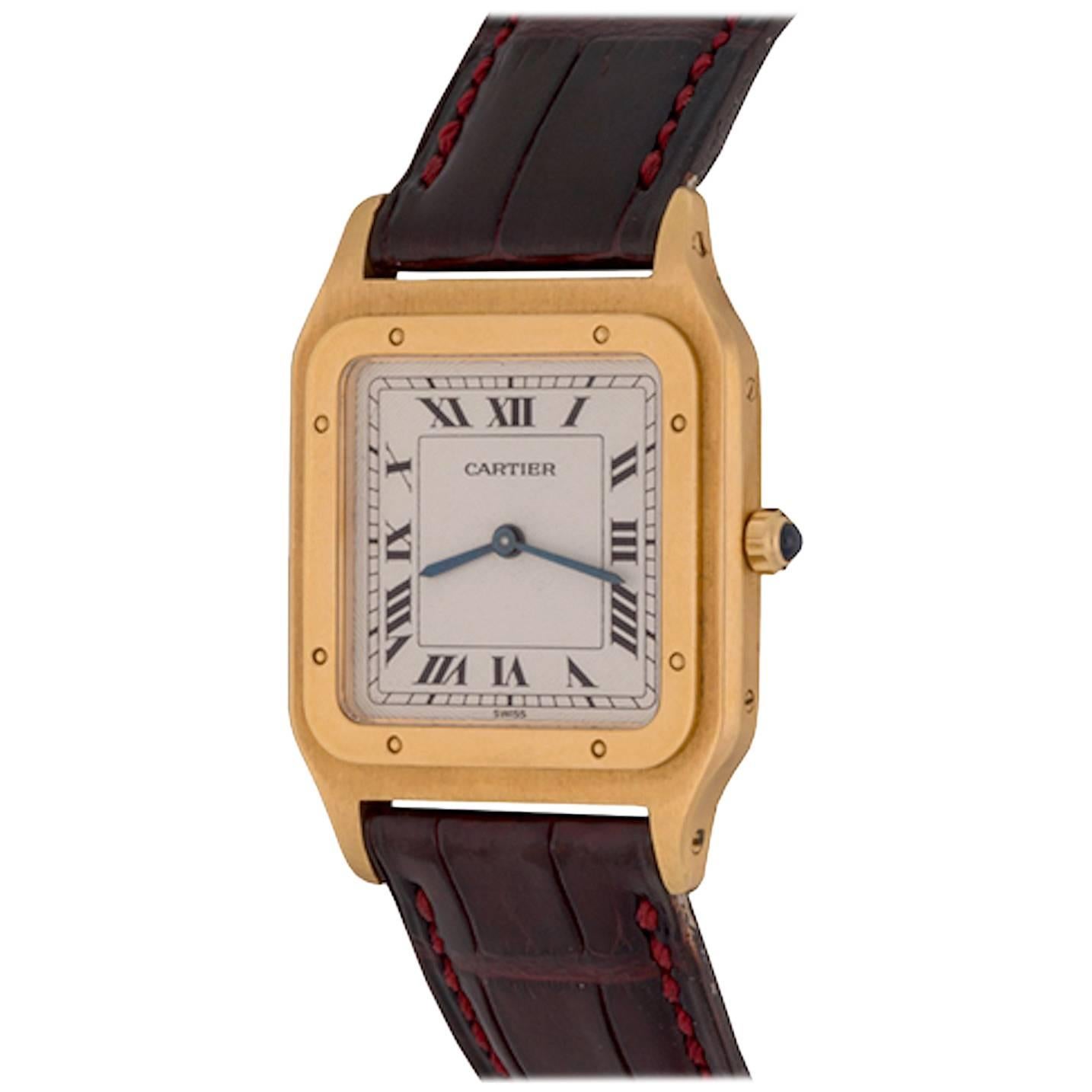 Cartier Yellow Gold Santos Midsize Manual Wind Wristwatch