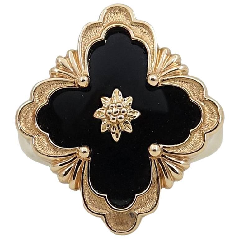 Buccellati "Opera" Collection Black Onyx Rose Gold Ring For Sale