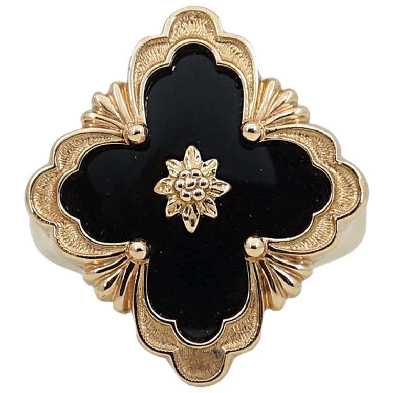 Buccellati "Opera" Collection Black Onyx Rose Gold Ring For Sale at 1stDibs