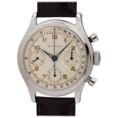 Wittnauer Stainless Steel Vintage Chronograph manual Wristwatch circa 1950s