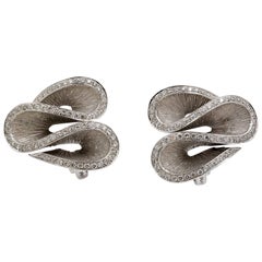 Rodney Rayner 0.76 Carat Diamond White Gold Ruffled Earrings