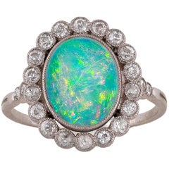 Black Opal Diamond Cluster Ring