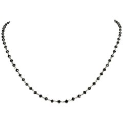 15.12 Carat Black Diamond and 18 Karat White Gold Short Necklace