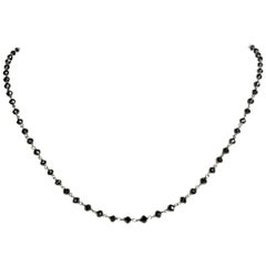 15.12 Carat Black Diamond and 18 Karat White Gold Short Necklace