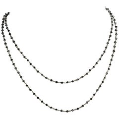 19.22 Carat Black Diamond and 18 Karat White Gold Long Necklace
