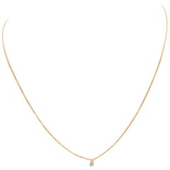 18 Karat Yellow Gold and Baguette Cut Diamond Necklace