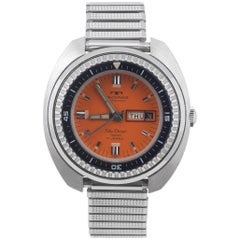 Vintage Technos Stainless Steel Skydiver Orange Dial Automatic Wristwatch Ref 10709
