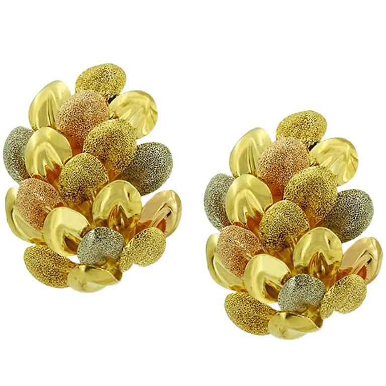 Three Colors of Gold Autumn Earrings