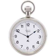 Retro Zenith Pocket Watch Military Stainless Steel Gents 7082