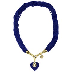 Stambolian Lapis Heart Enhancer Pendant with Lapis Beads Necklace