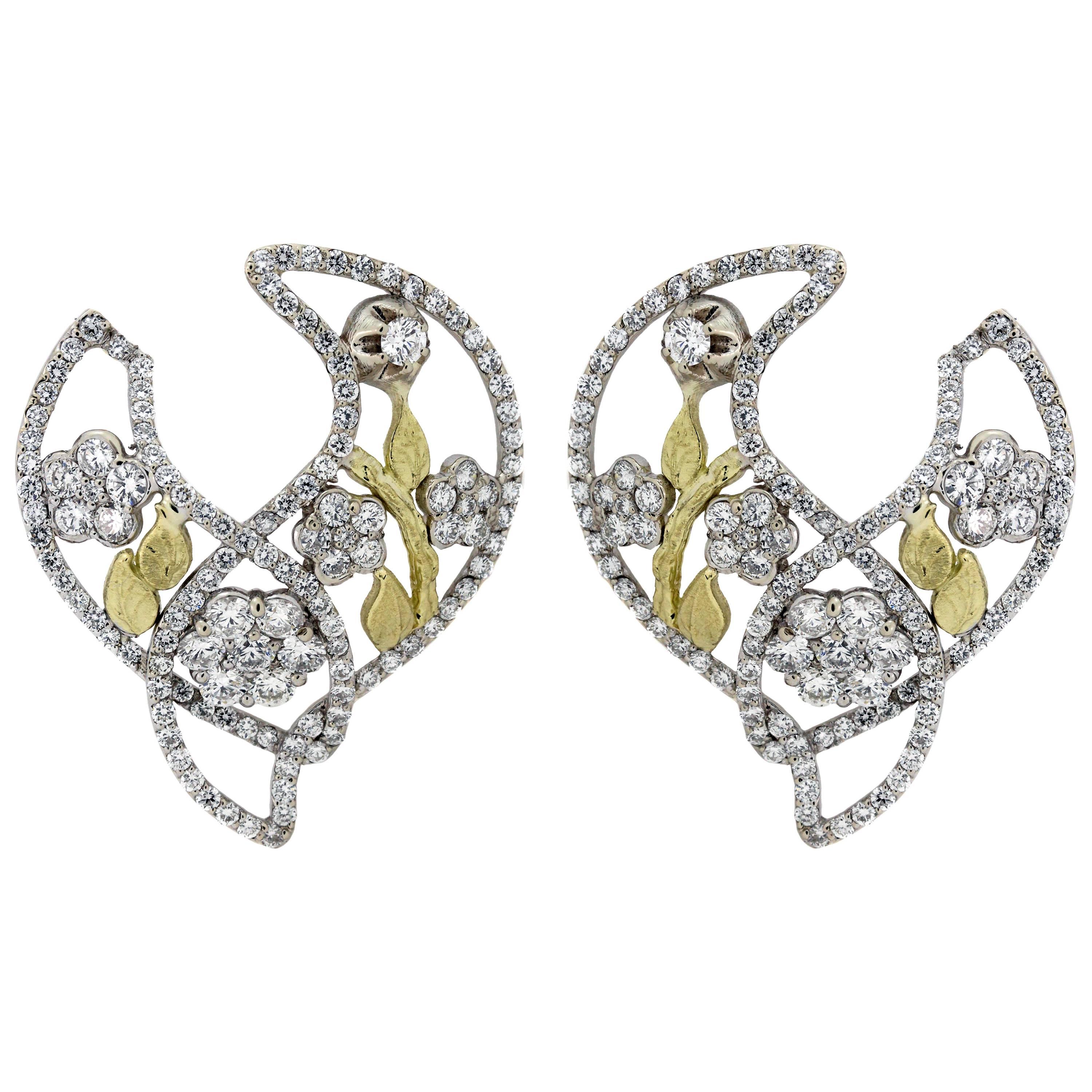 Stambolian Two-Tone Gold and Diamond Cluster Earrings