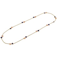 Van Cleef & Arpels Lapis and Coral Double Heart Necklace