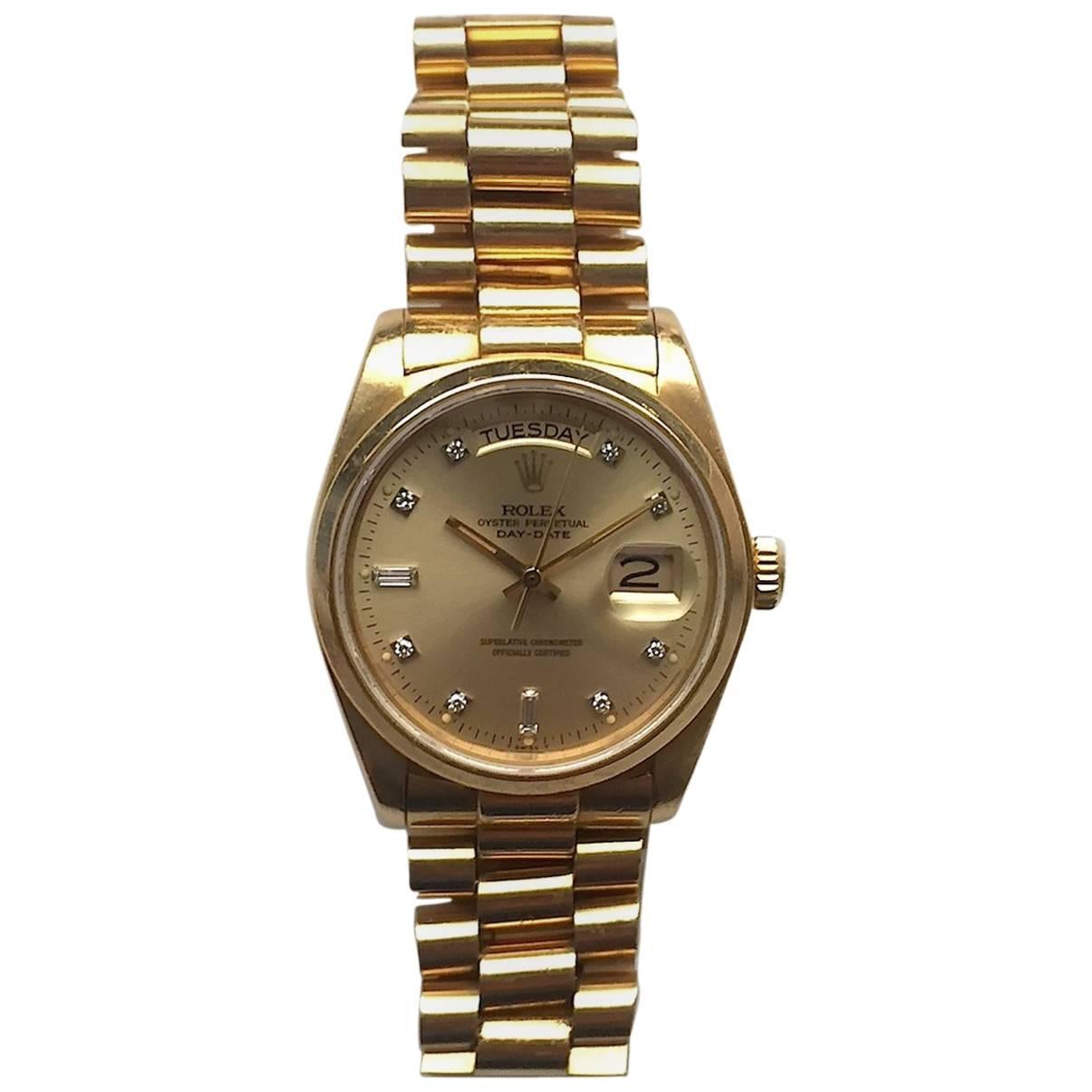 Rolex 18K Yellow Gold Oyster Perpetual Day-Date Presidential Watch