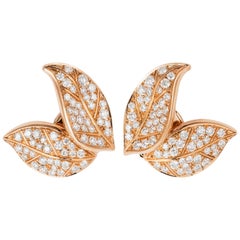 Nadine Aysoy Petite Feuilles 18 Karat Rose Gold and Diamond Stud Earrings