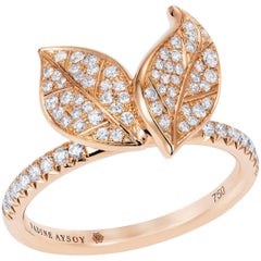 Nadine Aysoy Petite Feuilles 18 Karat Rose Gold and Diamond Ring