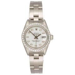 Vintage Rolex Ladies Stainless Steel Diamond Dial and Bezel Datejust Wristwatch
