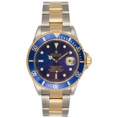 Rolex Yellow Gold Stainless Steel Submarine Wristwatch Ref 16613